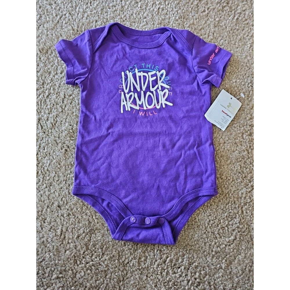 Under Armour Bodysuit 6-9 Months Purple Short Sleeve HeatGear